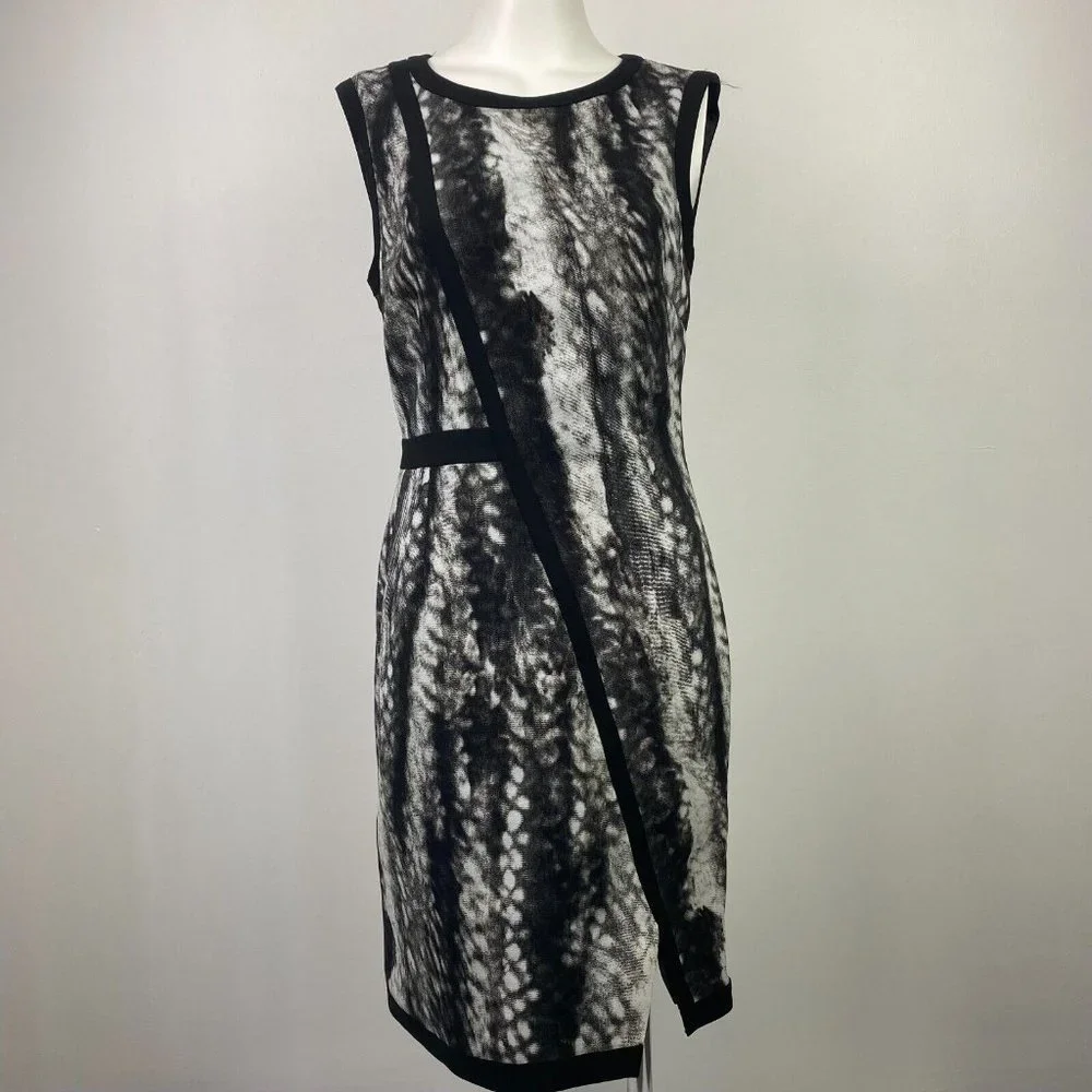 David Lawrence Size 8 Black White Women's Dress Pencil Sleeveless Workwear - Picture 2 of 15